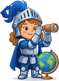 A young knight with a telescope and globe