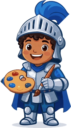 A young knight with a paint palette