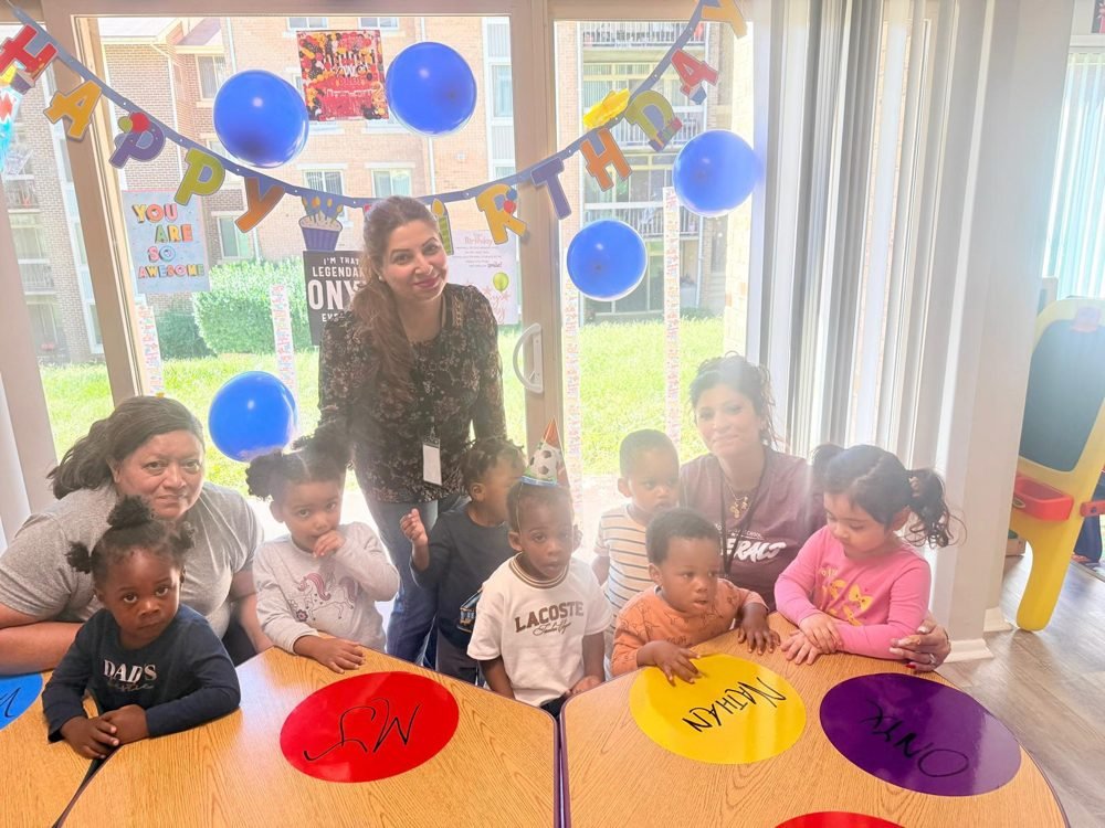 A birthday celebration with Ms. Sana and the class