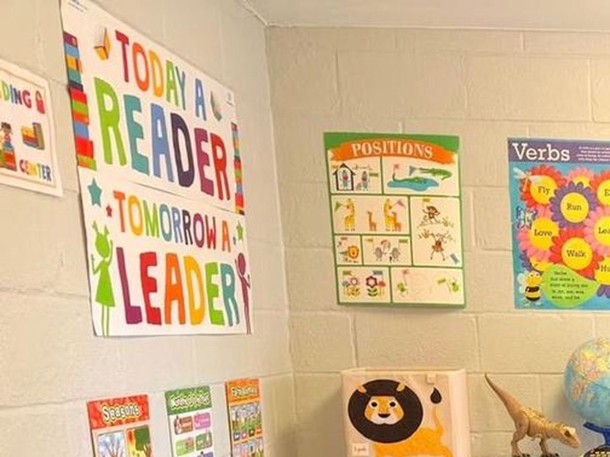 The reading wall in the preschool room at EduCastle Learning Center